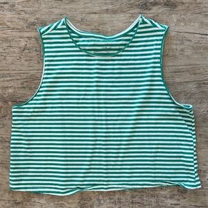 Cropped Green and White Stripe Top